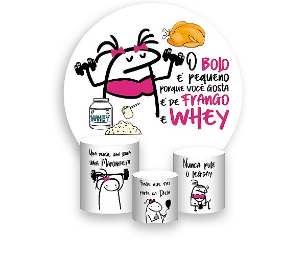 Painel De Festa Redondo 1,50 x 1,50 + Trio De Capas Cilindro - Academia Flork Maromba 023