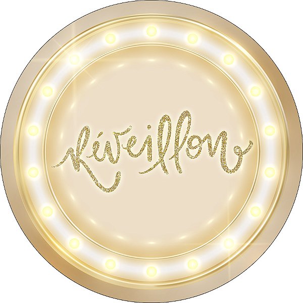Painel De Festa Redondo 1,50x1,50 - Reveillon Bege e Dourado 018