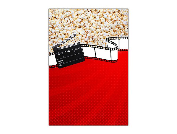 Painel De Festa Vertical 1,50 x 2,20 - Cinema Rolo de Filme e Pipoca 010