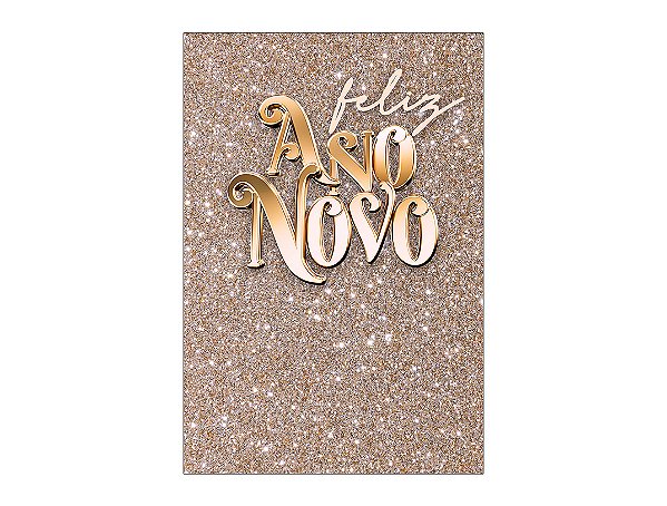 Painel De Festa Vertical 1,50 x 2,20 - Feliz Ano Novo Bronze e Dourado 020