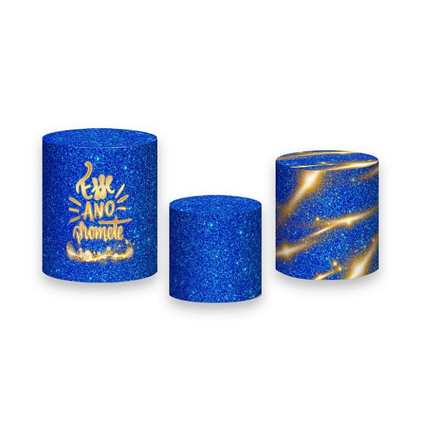 Trio De Capas De Cilindro - Ano Novo Azul e Dourado 015