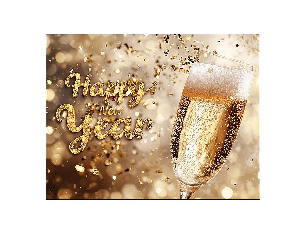 Fundo Fotográfico 1,55 x 1,20 -  Happy New Year Efeito Brilhos Dourados 010