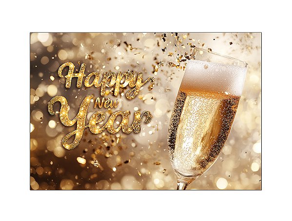 Fundo Fotográfico 2,20 x 1,50 - Happy New Year Efeito Brilhos Dourados 011