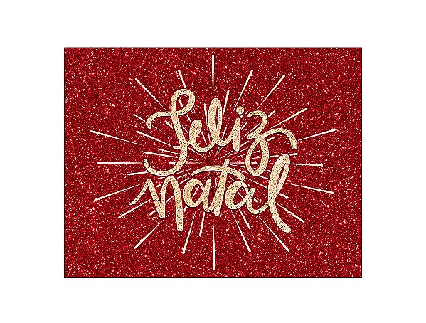Painel de Festa Horizontal 1,55 X 1,20 - Feliz Natal Efeito Glitter Vermelho 010