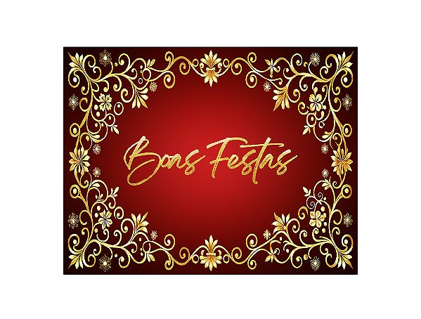Fundo Fotográfico 1,55 x 1,20 -  Boas Festas Vermelho com Arabesco 014
