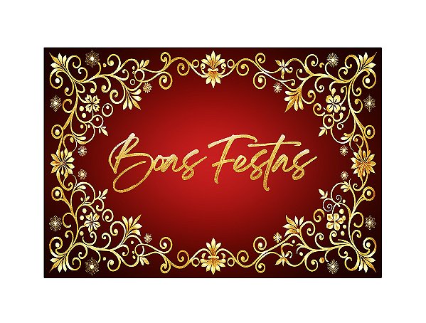 Fundo Fotográfico 2,20 x 1,50 - Boas Festas Vermelho com Arabesco 015