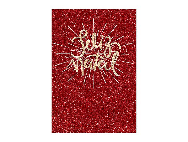 Painel De Festa Vertical 1,50 x 2,20 - Feliz Natal Efeito Glitter Vermelho 053