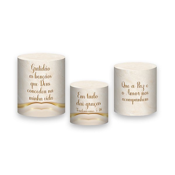 Trio De Capas De Cilindro - Ação de Graças Bege com Dourado 076