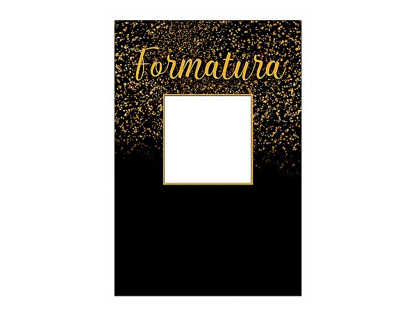 Painel De Festa Vertical Interativo 1,50x2,20 - Formatura Preto Efeito Glitter Dourado 034