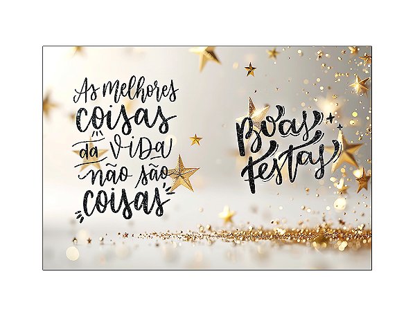 Fundo Fotográfico 2,20 x 1,50 - Boas Festas Frases Estrelas Douradas 027
