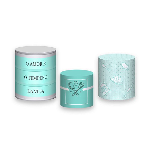 Trio De Capas De Cilindro - Chá de Cozinha Azul 016