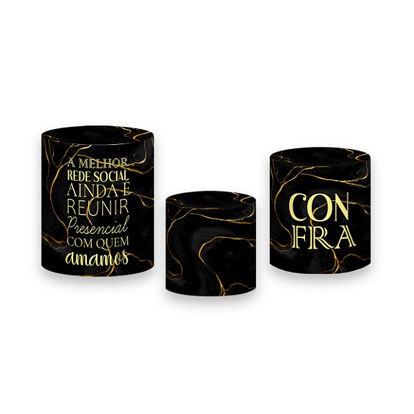 Trio De Capas De Cilindro - Confraternização Preto com Dourado 018