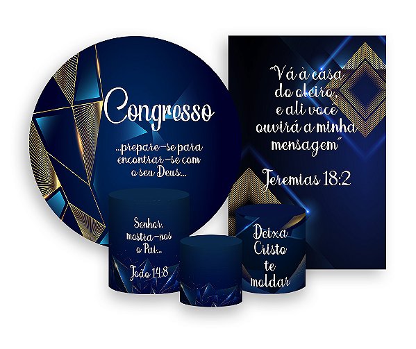 Kit 2 Painéis De Festa + Trio De Capas Cilindro -  Congresso Evangélico  023