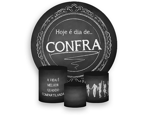 Painel De Festa Redondo 1,50 x 1,50 + Trio De Capas Cilindro - Hoje é dia de Confra Chalkboard 021