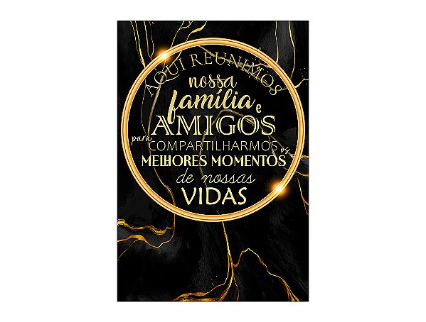Painel De Festa Vertical 1,50 x 2,20 - Confraternização Preto com Dourado 028