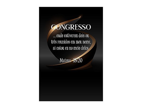 Painel De Festa Vertical 1,50 x 2,20 - Congresso Cristão Preto e Dourado 077