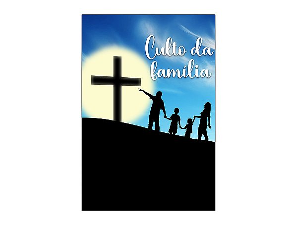 Painel De Festa Vertical 1,50 x 2,20 - Culto da Familia Cruz e Céu 081