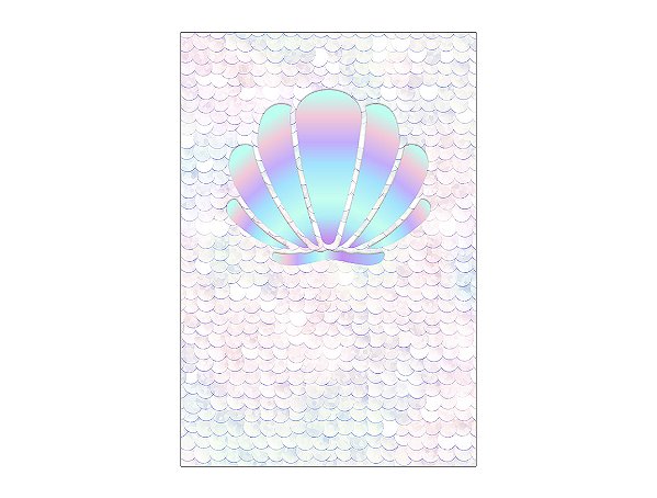 Painel De Festa Vertical 1,50 x 2,20 - Escamas de Sereia e Concha 018