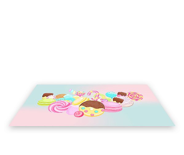 Painel De Festa Tapete Em Lona 2,50x1,35 - Doces Tons de Rosa e Azul 011