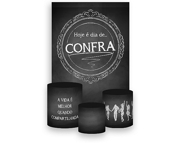 Painel De Festa Vertical 1,50 x 2,20 + Trio De Capas Cilindro - Hoje é dia de Confra Chalkboard 028
