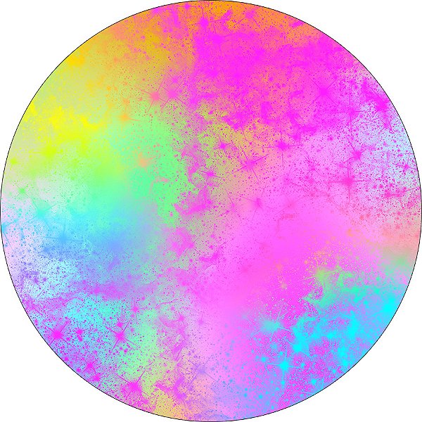 Painel De Festa Redondo 1,50x1,50 - Cores Vibrantes Efeito Neon 028
