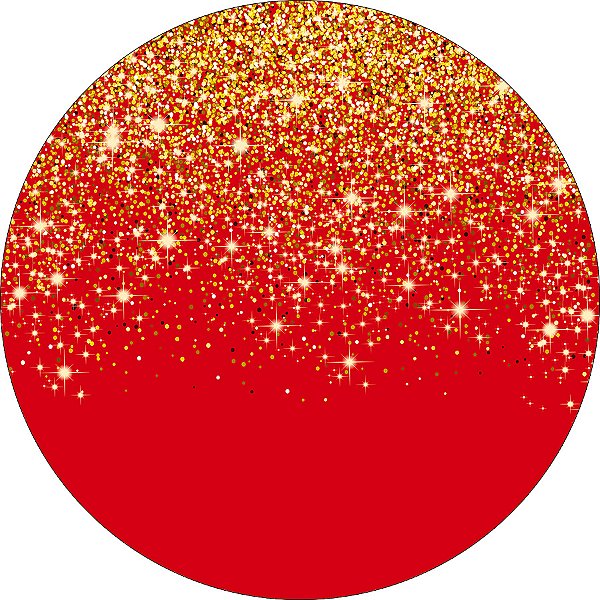 Painel De Festa Redondo 1,50x1,50 - Vermelho Efeito Glitter Dourado 201