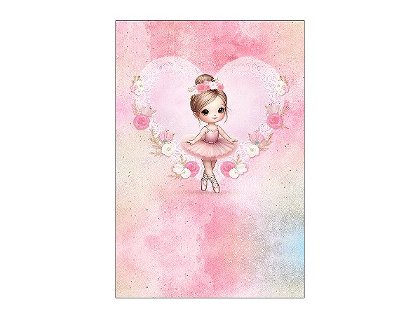 Painel De Festa Vertical 1,50 x 2,20 - Bailarina Cute Rosa 037