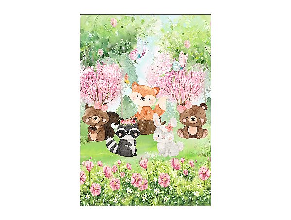 Painel De Festa Vertical 1,50 x 2,20 - Bosque Animais Fofinhos 020