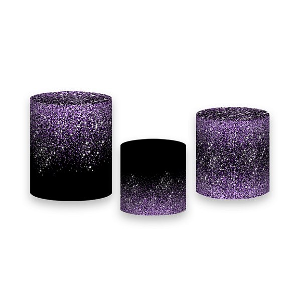 Trio De Capas De Cilindro - Efeito Glitter Lilás Caindo 114