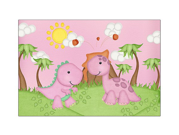Fundo Fotográfico 2,20 x 1,50 - Dinossauros Rosas 006