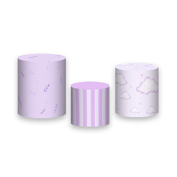 Trio De Capas De Cilindro - Ursinho de Pelúcia Lilás 077