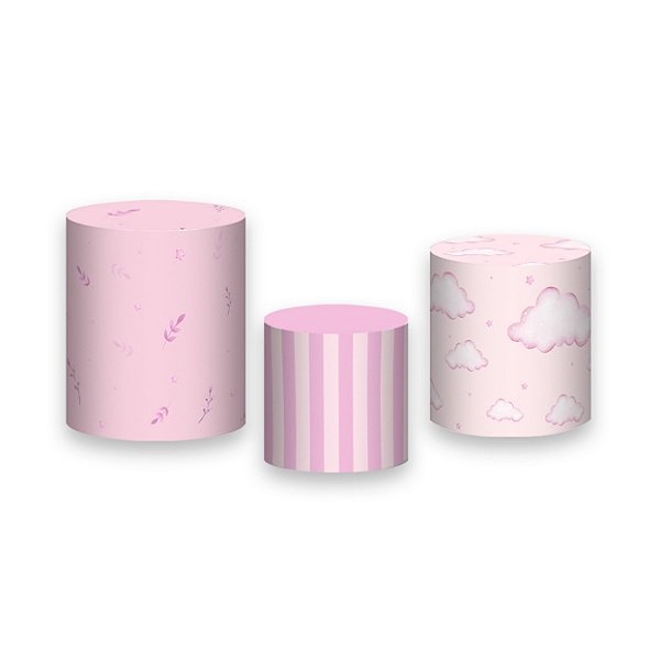 Trio De Capas De Cilindro - Ursinha de Pelúcia Rosa 078