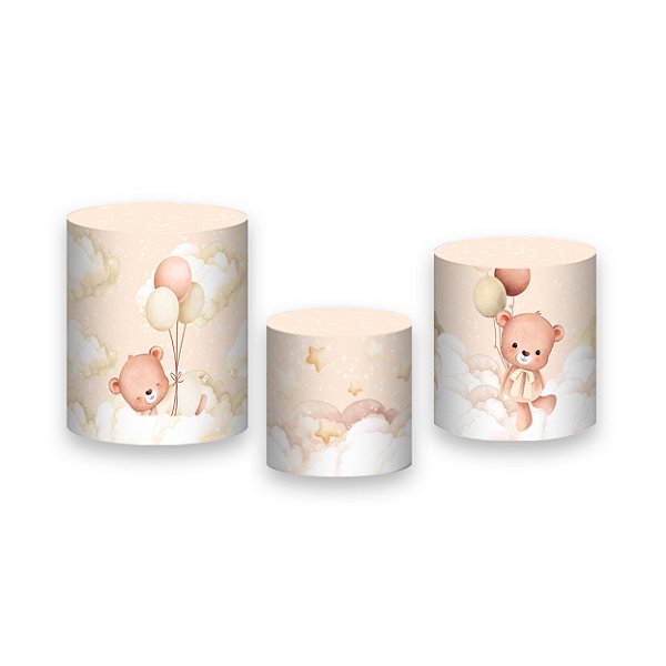 Trio De Capas De Cilindro - Ursinho Céu Bege 080