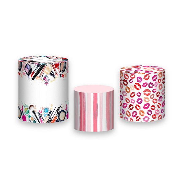 Trio De Capas De Cilindro - Batom Rosa Maquiagem 008