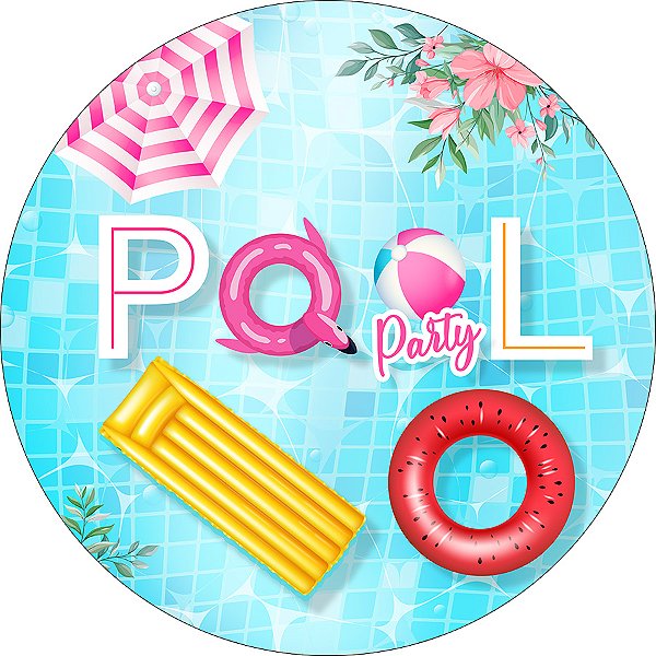 Painel De Festa Redondo 1,50x1,50 - Pool Party Piscina e Frutas 013