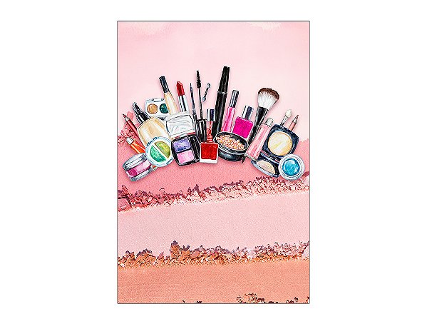 Painel De Festa Vertical 1,50 x 2,20 - Maquiagem Batom Rosa 012