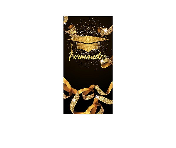 Painel De Festa Vertical 1,00x2,00 - Formatura Capelo Dourado 016