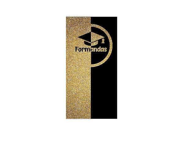 Painel De Festa Vertical 1,00x2,00 - Formandas Preto e Dourada 028