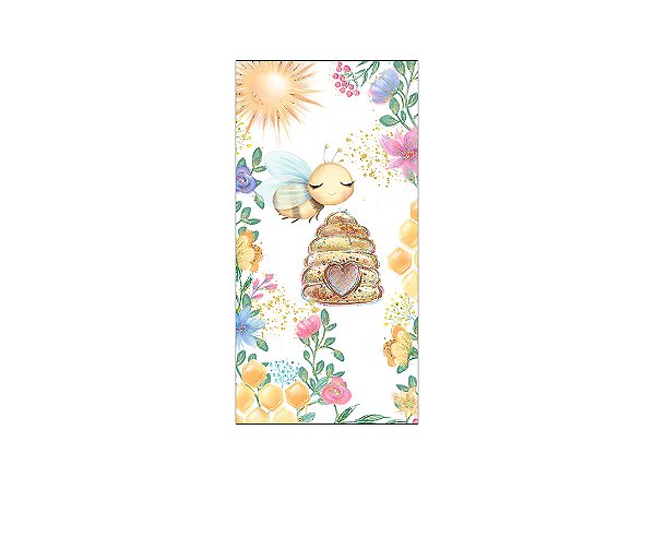 Painel De Festa Vertical 1,00x2,00 - Abelhinha Flores 003