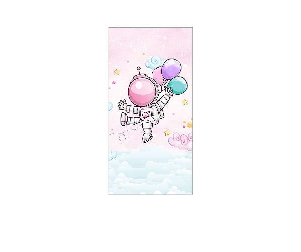 Painel De Festa Vertical 1,00x2,00 - Astronauta Rosa 009