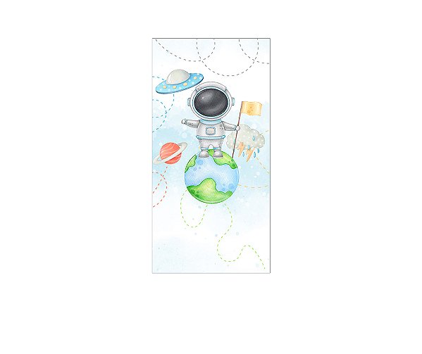 Painel De Festa Vertical 1,00x2,00 - Astronauta Aquarela Azul 015