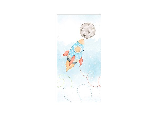 Painel De Festa Vertical 1,00x2,00 - Foguete Aquarela Azul 016