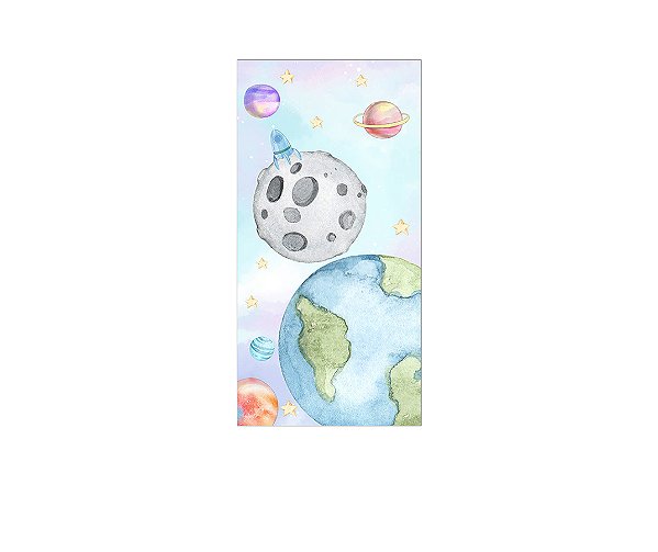 Painel De Festa Vertical 1,00x2,00 - Planetas Aquarela 017