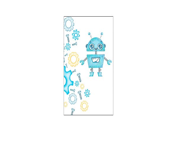 Painel De Festa Vertical 1,00x2,00 - Robô Cute Azul e Cinza 013