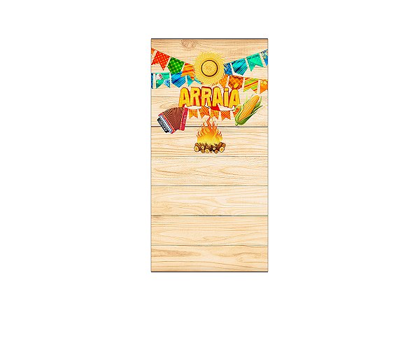 Painel De Festa Vertical 1,00 x 2,00 - Festa Junina Efeito Madeira 004