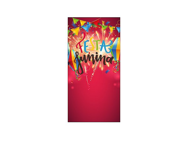 Painel De Festa Vertical 1,00 x 2,00 - Festa Junina Fundo Vermelho 009