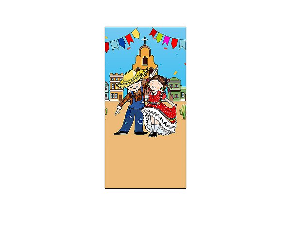 Painel De Festa Vertical 1,00 x 2,00 - Festa Junina Casal na Cidadezinha 015