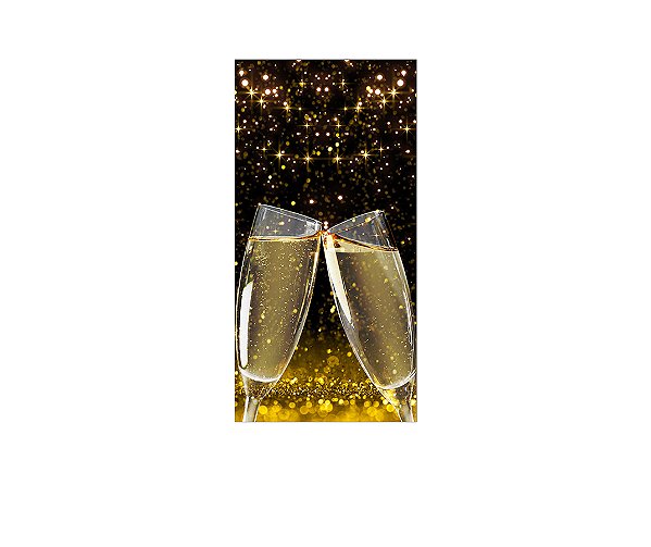 Painel De Festa Vertical 1,00 x 2,00 - Ano Novo Taças com Efeito Glitter 001