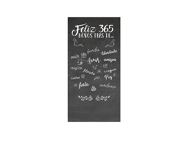 Painel De Festa Vertical 1,00 x 2,00 - Ano Novo Chalkboard 365 Dias 002