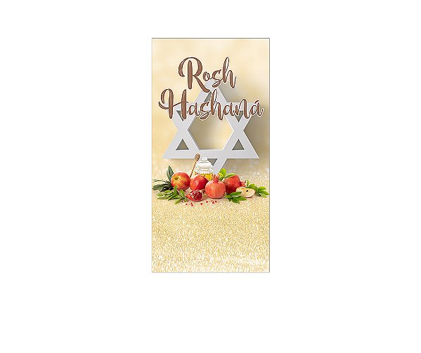 Painel De Festa Vertical 1,00 x 2,00 - Ano Novo Judaico Dourado 014